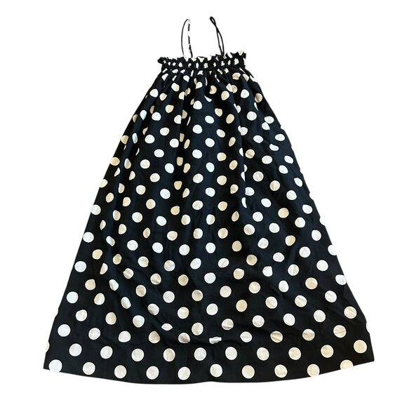 O.P.T. Black White Polka Dot Print Midi Dress Shift Smocked Top Loose Fit XS - Picture 1 of 11